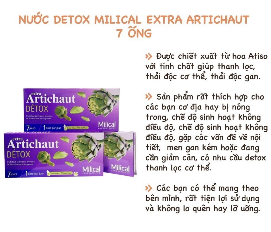 [BILL PHÁP] Detox Artichaut và đốt mỡ cam dứa Milical