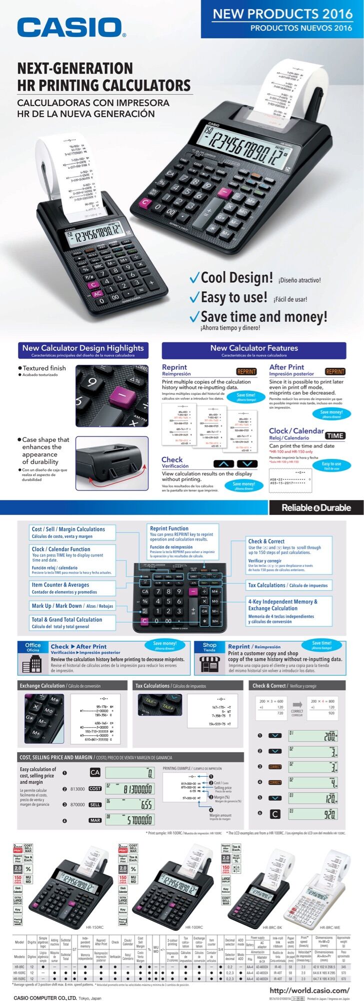 Máy tính in giấy Casio HR-8RC Chính Hãng