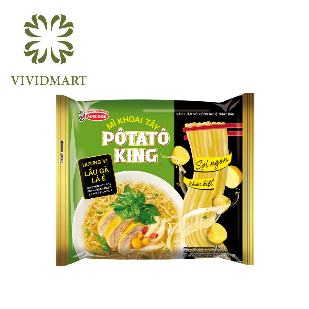 [1 PACKAGE] - ACECOOK - Potato Instant Noodle 2 flavours:  Beef Short rib with Mushroom Hot Pot and Lemon Basil Leaves chicken Hot Pot (85G - 89G/PACKAGE)