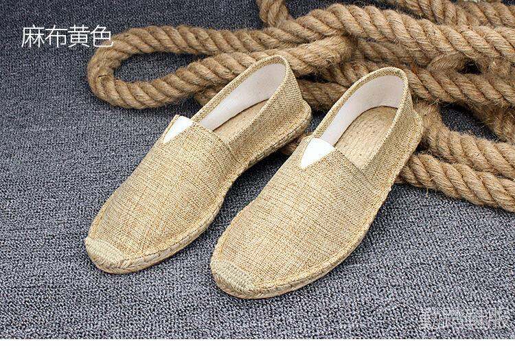 giày đế sợi đay bện cói mùa hè giày vải bố cho nam giày lười màu nâu vải lanh giày thường ngày giày nam nữ ngư dân thoáng khí 19