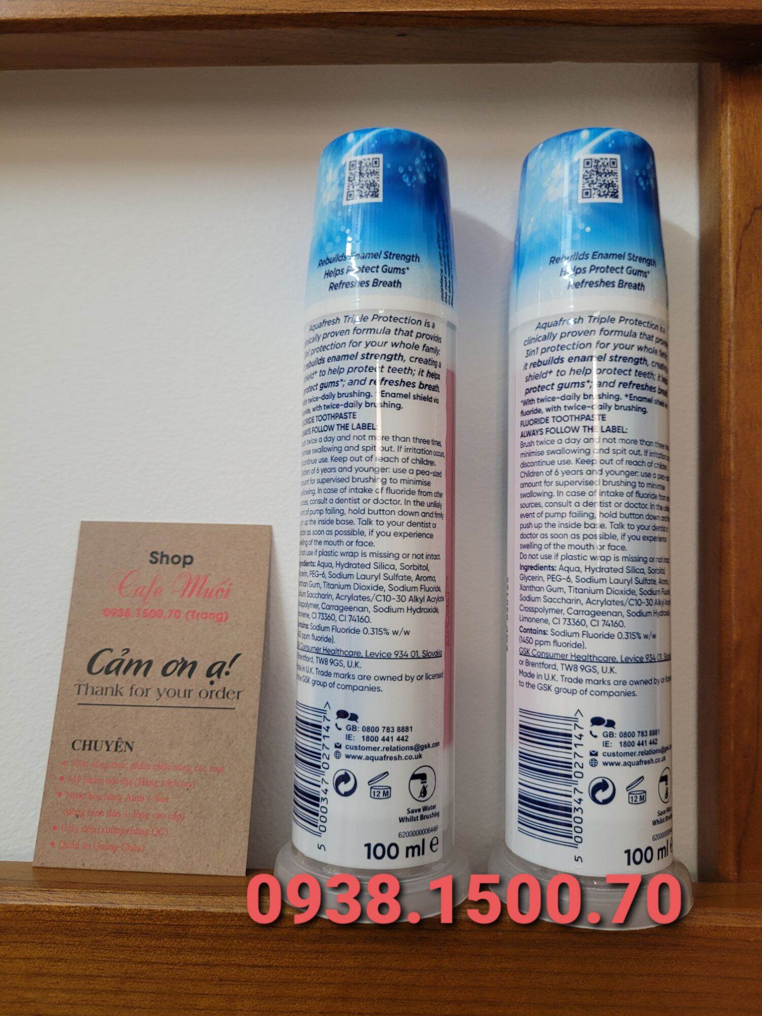 KEM ĐÁNH RĂNG BẠC HÀ (3in1) Aquafresh Fresh Minty Toothpaste 100ml

( set 2 cây)