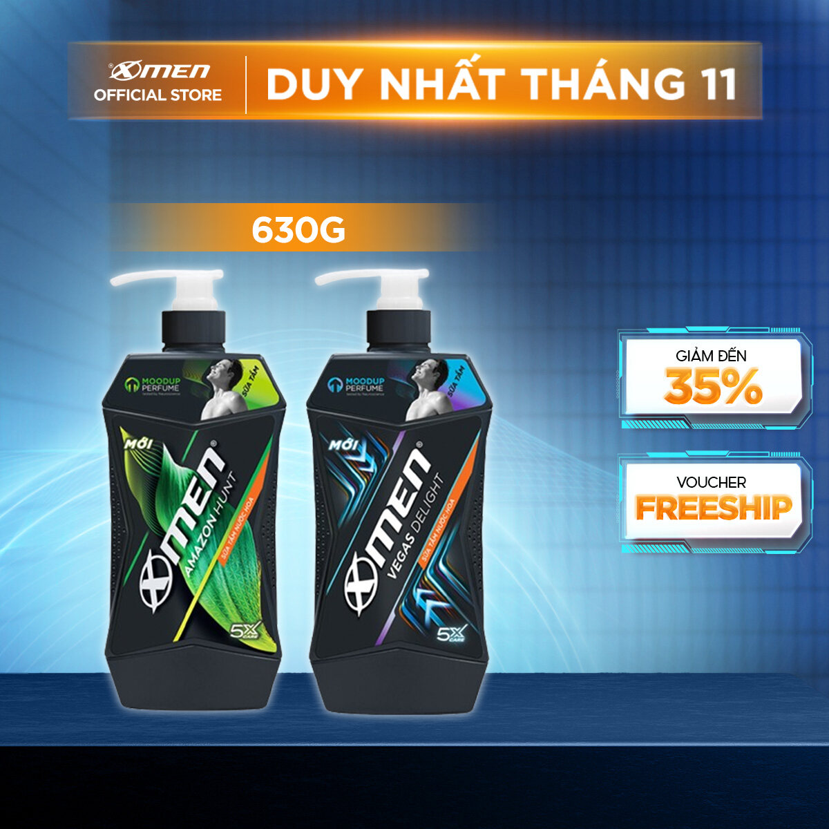 [Mới] Sữa tắm Xmen Amazon Hunt/ Vegas Delight 630g - Công nghệ mùi hương giúp tinh thần phấn chấn