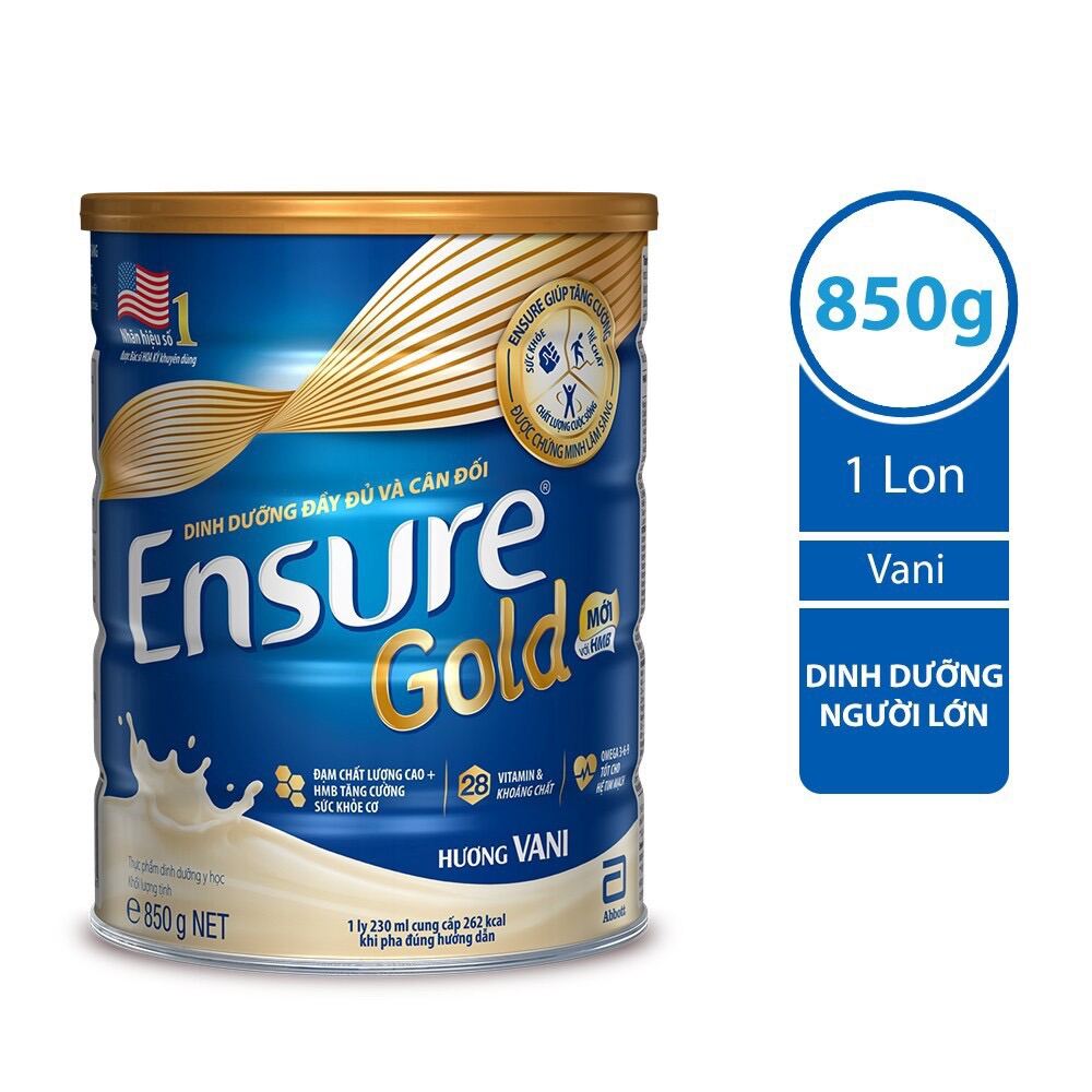 Sữa bột Ensure Gold Abbott hương vani HMB 850g