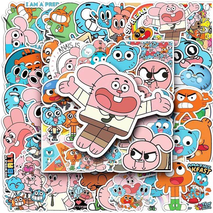 Set 10/30/50 sticker miếng dán Thế giới kỳ diệu của Gumball Amazing world of gumball dán nón mũ bảo 