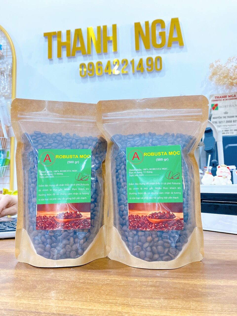 Cafe Robusta rang mộc Ban Mê Thuột chuyên pha máy 500g