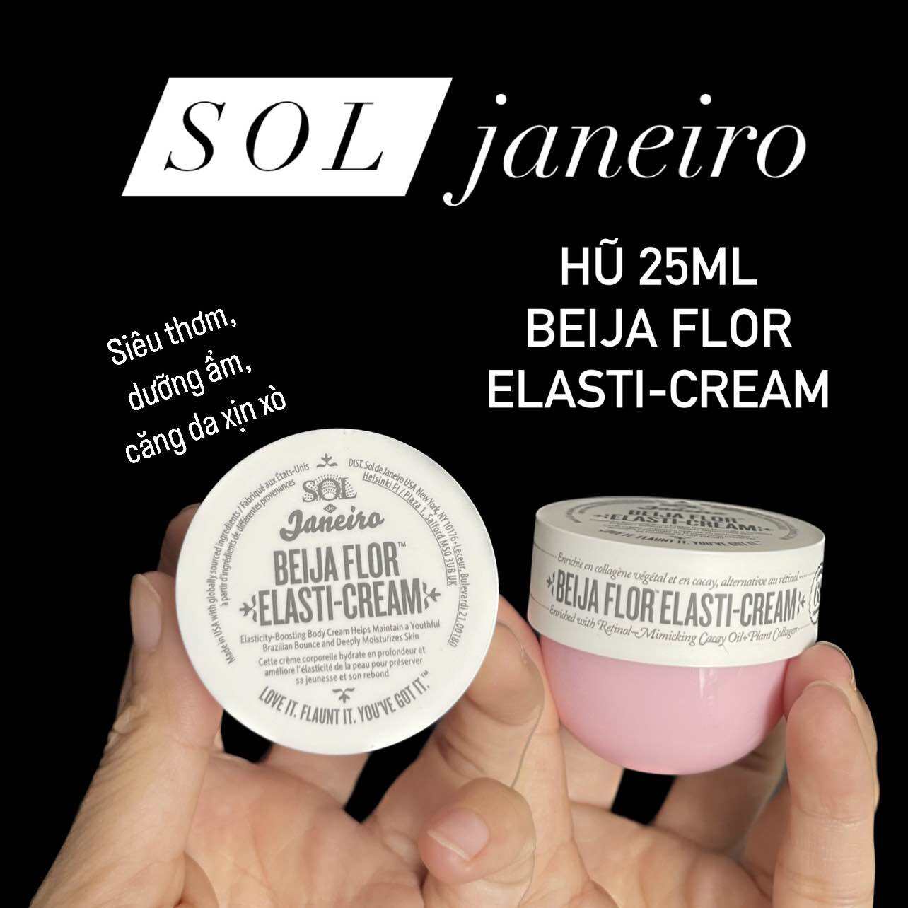 Minisize 25ml - Kem dưỡng thể Sol de Janeiro Beija Flor Elasti-Cream with Collagen and Squalane