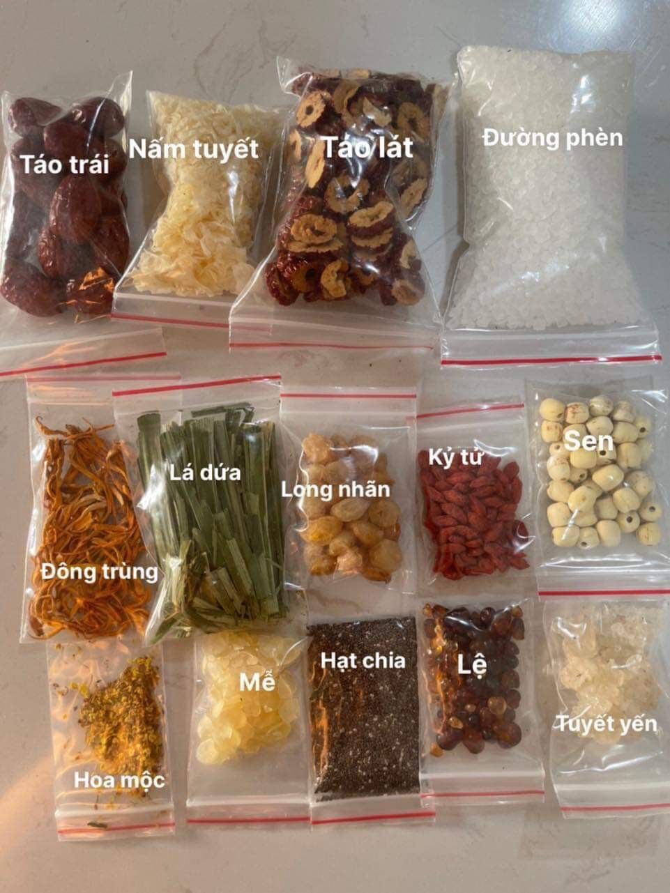 Chè dưỡng nhan gói nhỏ -14vị 250gr