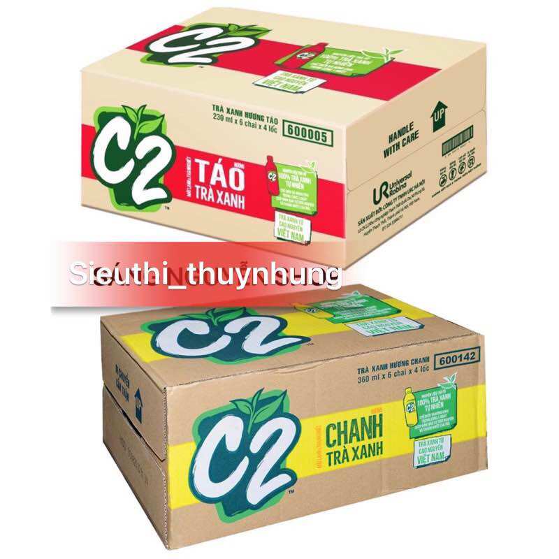 Thùng 24 Chai C2 Hương Chanh/ Táo 355ml