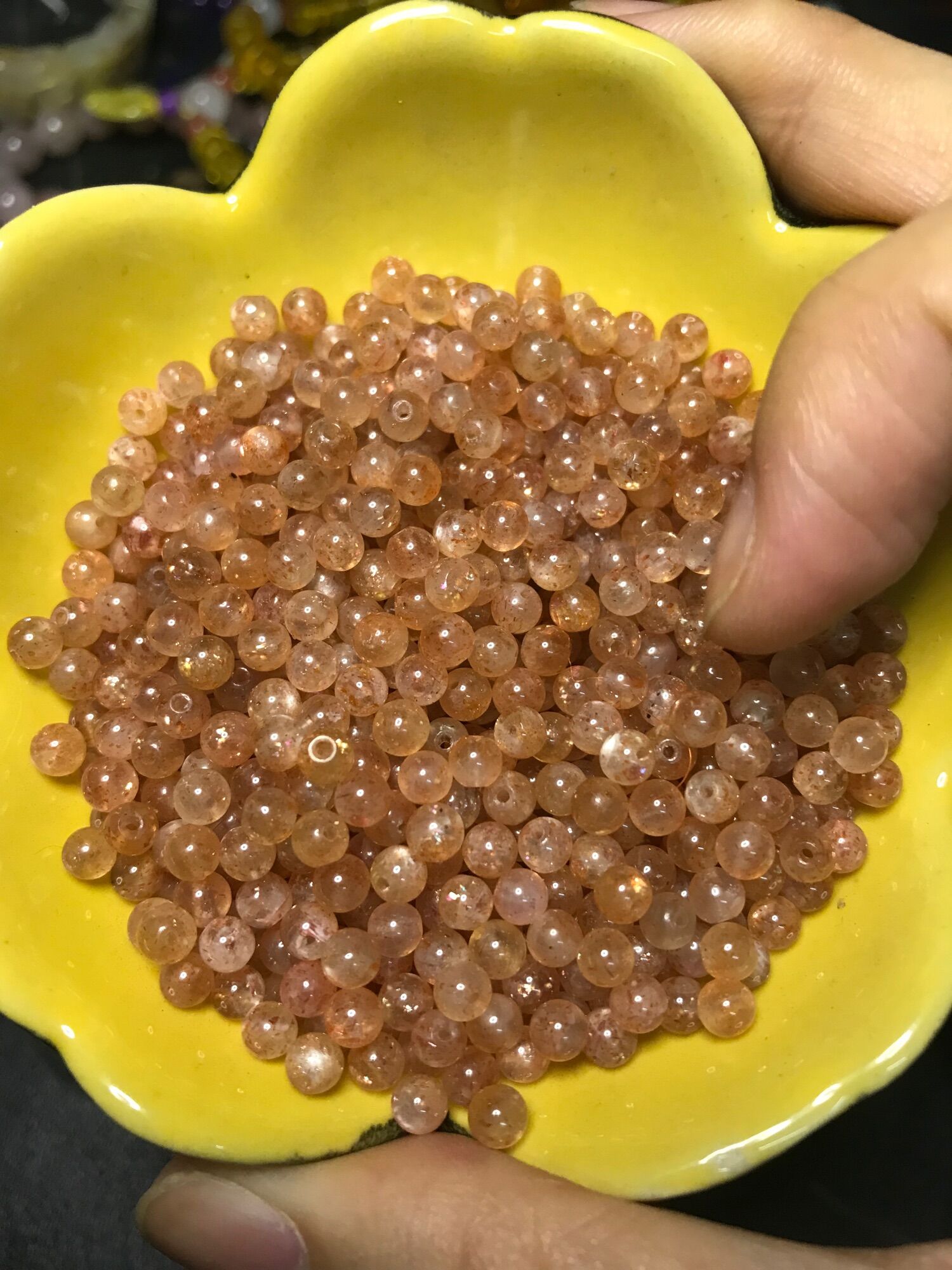 Hạt lẻ đá thanh tẩy Sunstone thiên nhiên 3-4mm làm HandMade, DIY