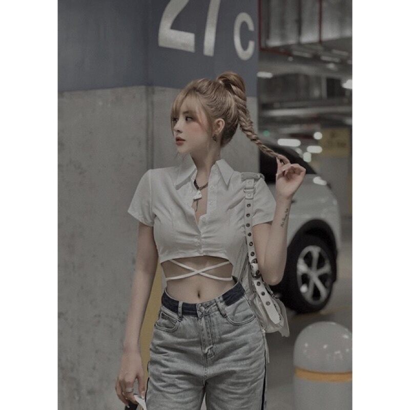 ÁO SOMI FORM CROPTOP CÓ DÂY SMQE