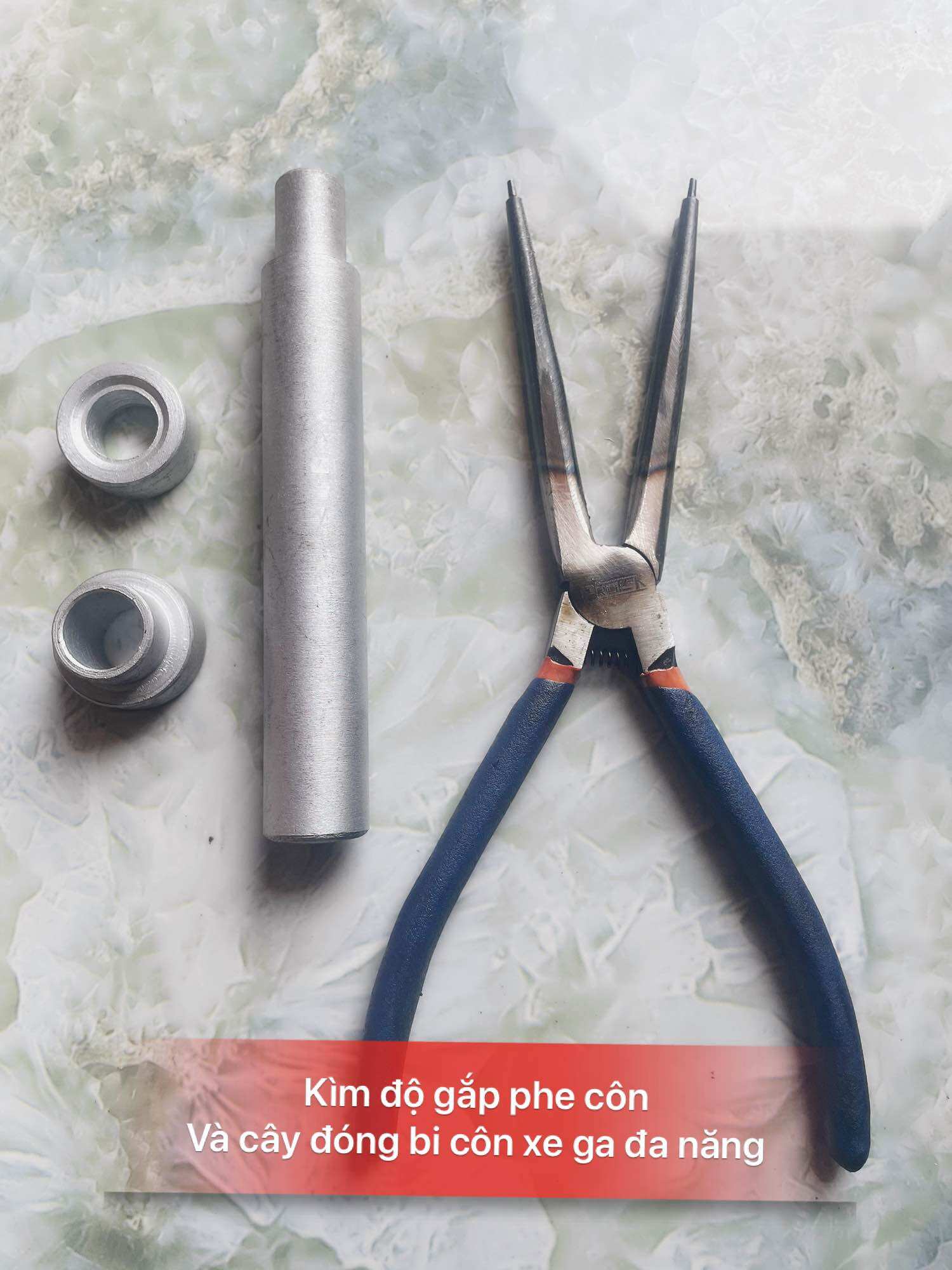 Kìm phe dài gắp phanh côn xe ga bi 6902 và cây đóng bi côn đa năng