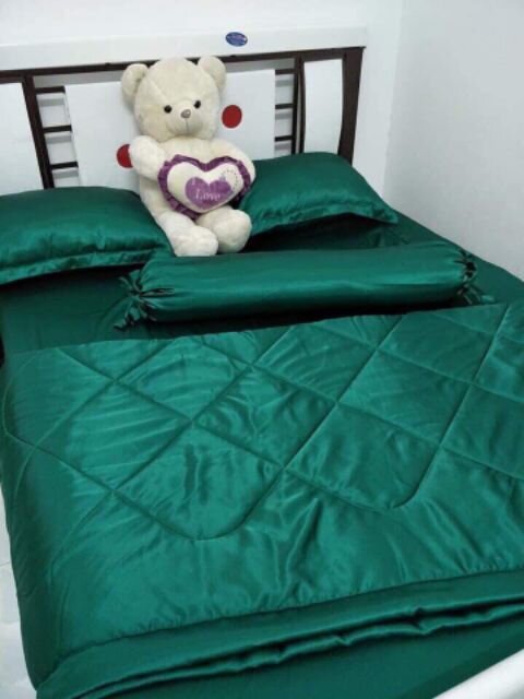bộ ga và vỏ gối phi lụa bóng mã xanh 15 đủ size