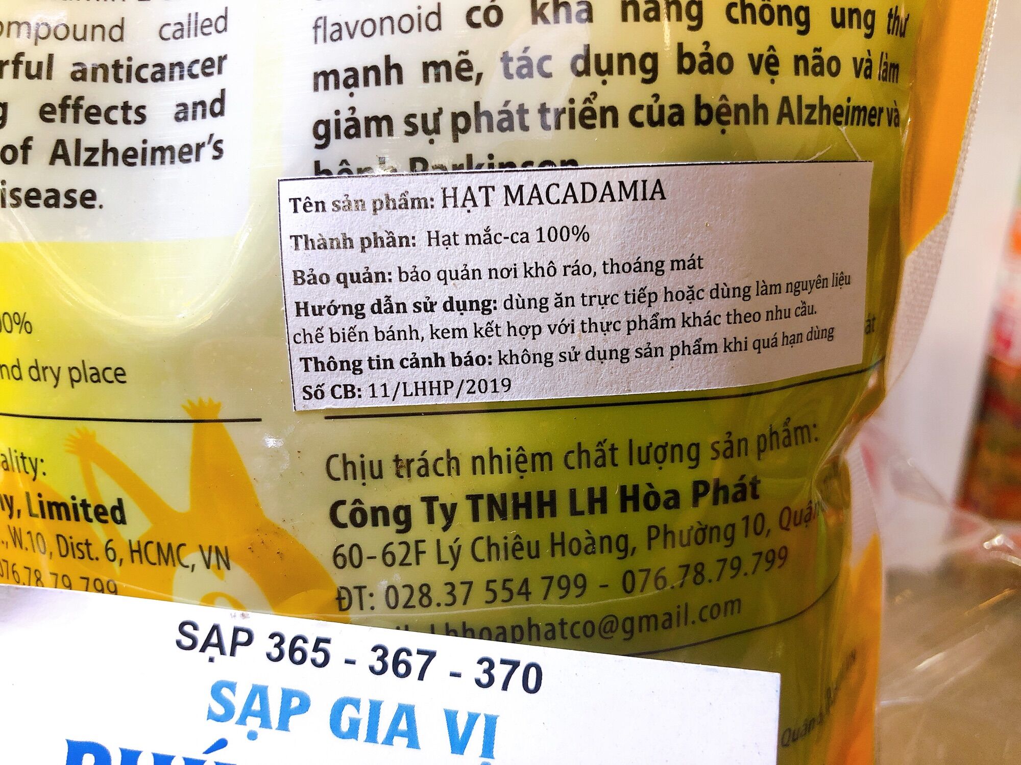 Hạt macca, mắc ca túi 500 gram, Macadamine LH Hoà Phát