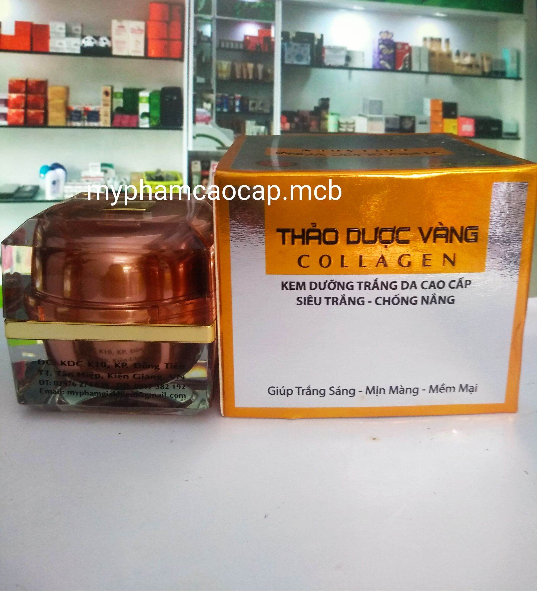 Kem dưỡng trắng da siêu trắng chống nắng thảo dược vàng collagen 20g