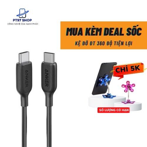 Cáp Anker PowerLine III USB-C to USB-C 2.0, 1.8m - A8853 - Dây Sạc Nhanh iPad Pro/ Galaxy/ Google Pixel/ MacBook/ Xiaomi