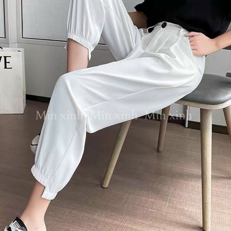 Quần baggy nữ gấu lệch bo chun chân, Quần jogger nữ Milala Shop chất chéo hàn nhiều màu QB072
