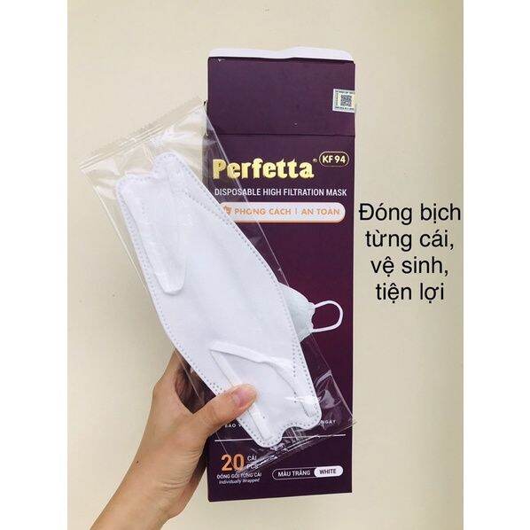 🪷🪷 khẩu trang kf 94 perfeta sắc màu hộp 20 cái tặng thêm 2 cái ngẫu nhiên