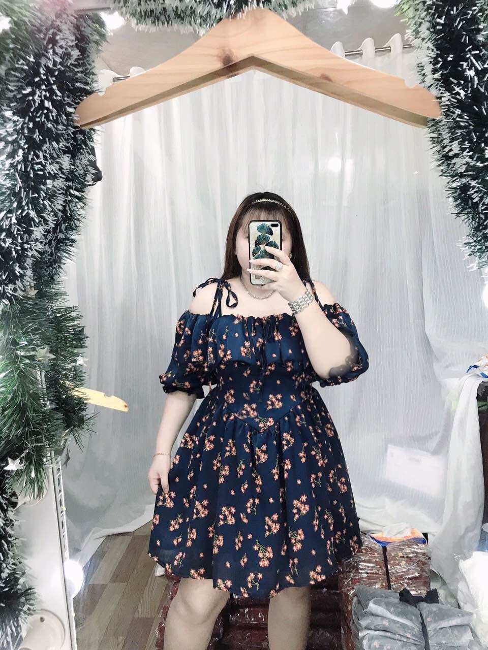 [Bigsize 60-85kg] Đầm trễ vai bèo phom ngắn