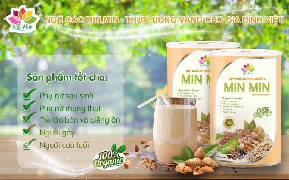 Ngũ cốc lợi sữa Min Min-ngũ cốc dinh dưỡng lợi sữa cho mẹ bầu và mẹ sau sinh-sữa đặc về nhiều bé ti no nê-hộp 500g