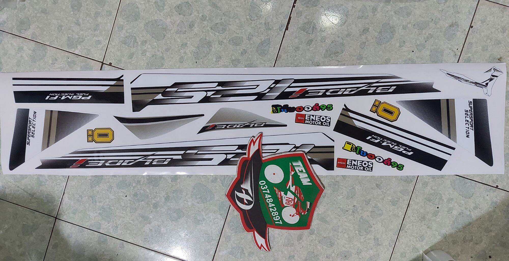 Tem xe Blade 110 , Tem rời cao cấp dán xe đen , xe trắng