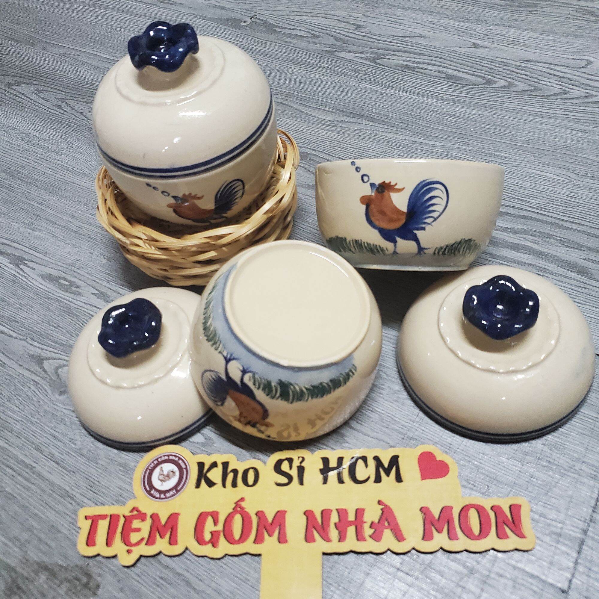 💢🐓🍀1 thố soup chưng yến, gà tiềm thủ công vẽ gà xưa có nắp kiểu xịn. đẹp🍀🐓💢 như hình 100%.👌
