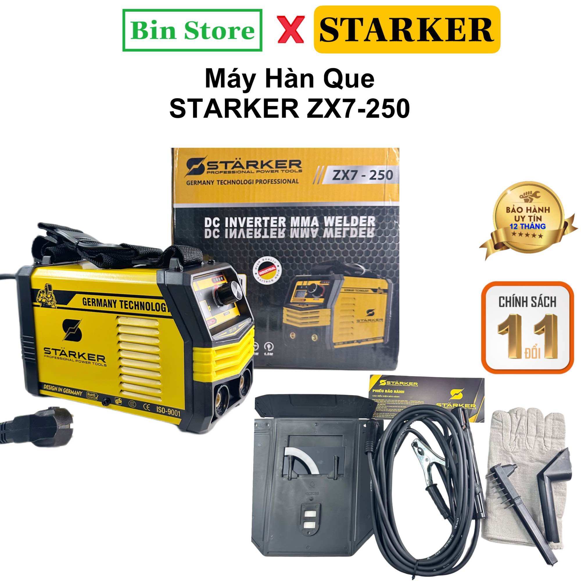 Máy hàn mini starker zx7-250a - máy hàn điện tử đầy đủ phụ kiện, chuyên hàn que 3.2ly - nhỏ gọn - cực khoẻ