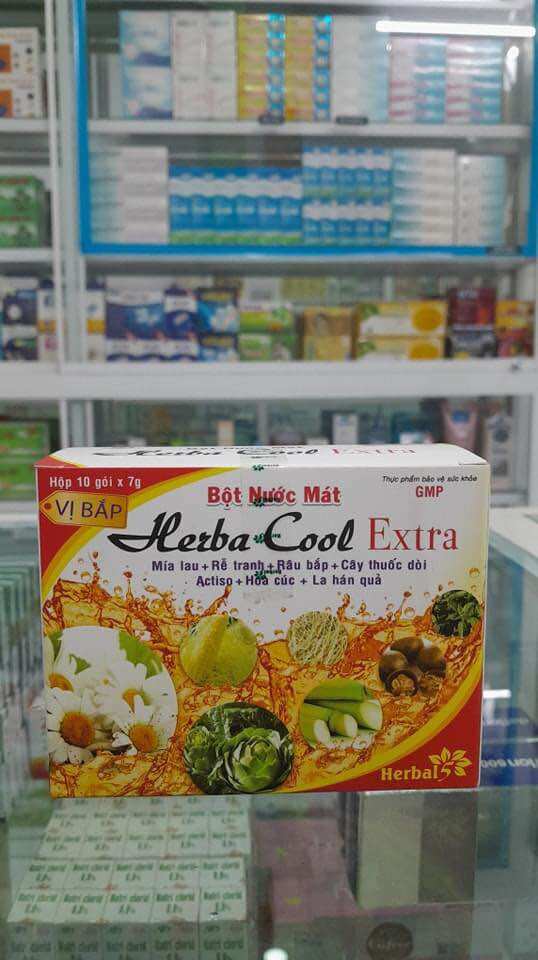 Bột Nước Mát Herba Cool Extra (Hộp 10 gói) vị bắp và bí đao