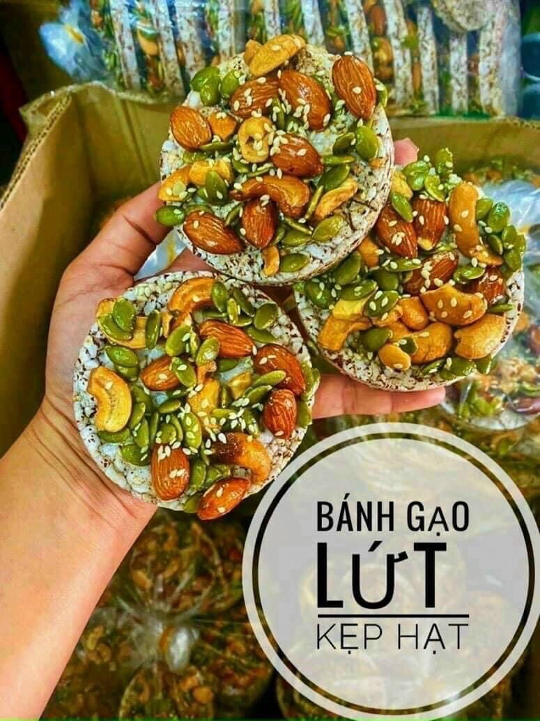 Bánh nổ gạo lứt mix hạt nướng mật ong 250gr / bánh nổ gạo lứt mix hạt socola 3 vị 350gr