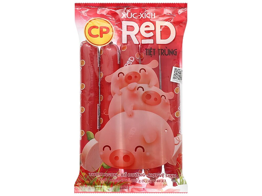 Combo 3 gói 200g Xúc xích heo tiệt trùng CP Red (15 cây x 40g)