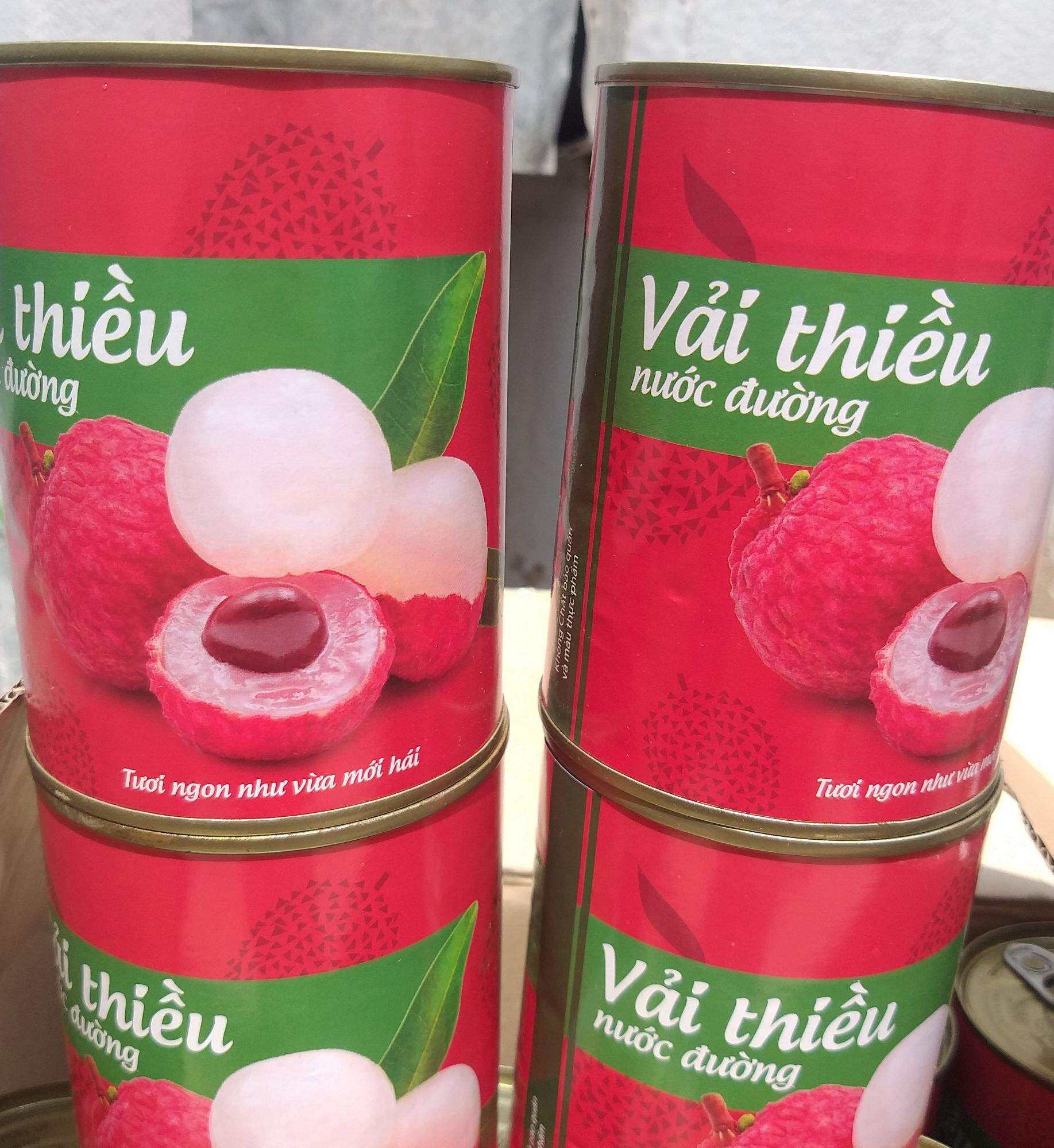 Vải thiều nước đường lon 565g có nắp khui (date xa)