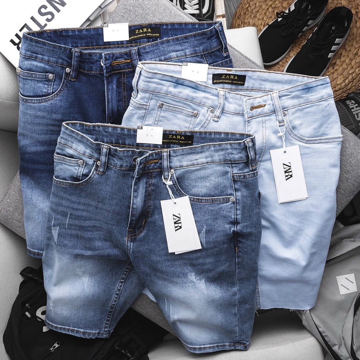Quần Short Jean Nam hàng xuất dư chất Bò co giãn slimfit