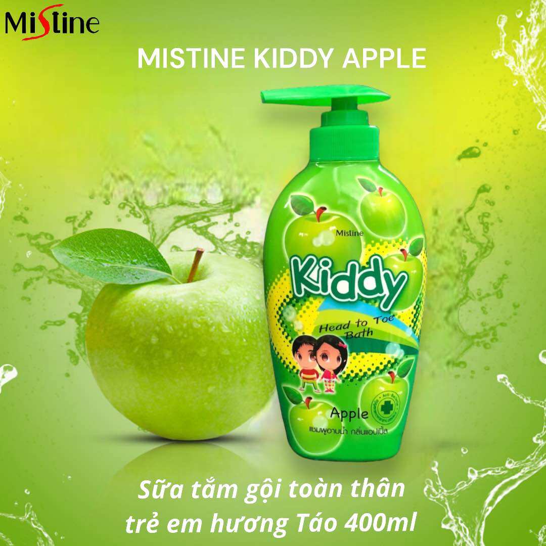 Sữa tắm gội toàn thân trẻ em hương táo mistine kiddy head to toe bath apple