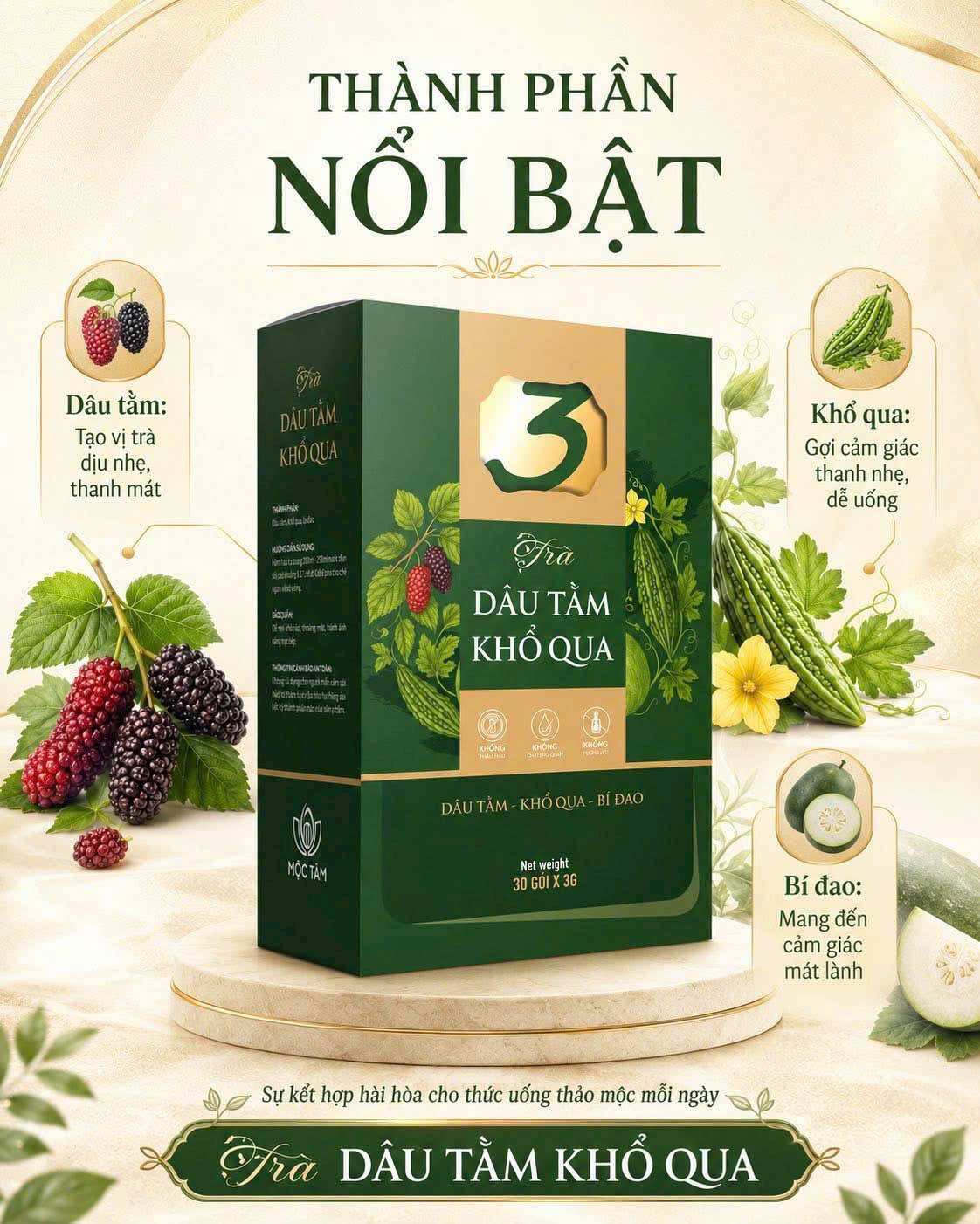 TRÀ DÂU TẰM KHỔ QUA hỗ trợ thanh nhiệt, mát gan, thanh lọc cơ thể (Hộp 30 gói)