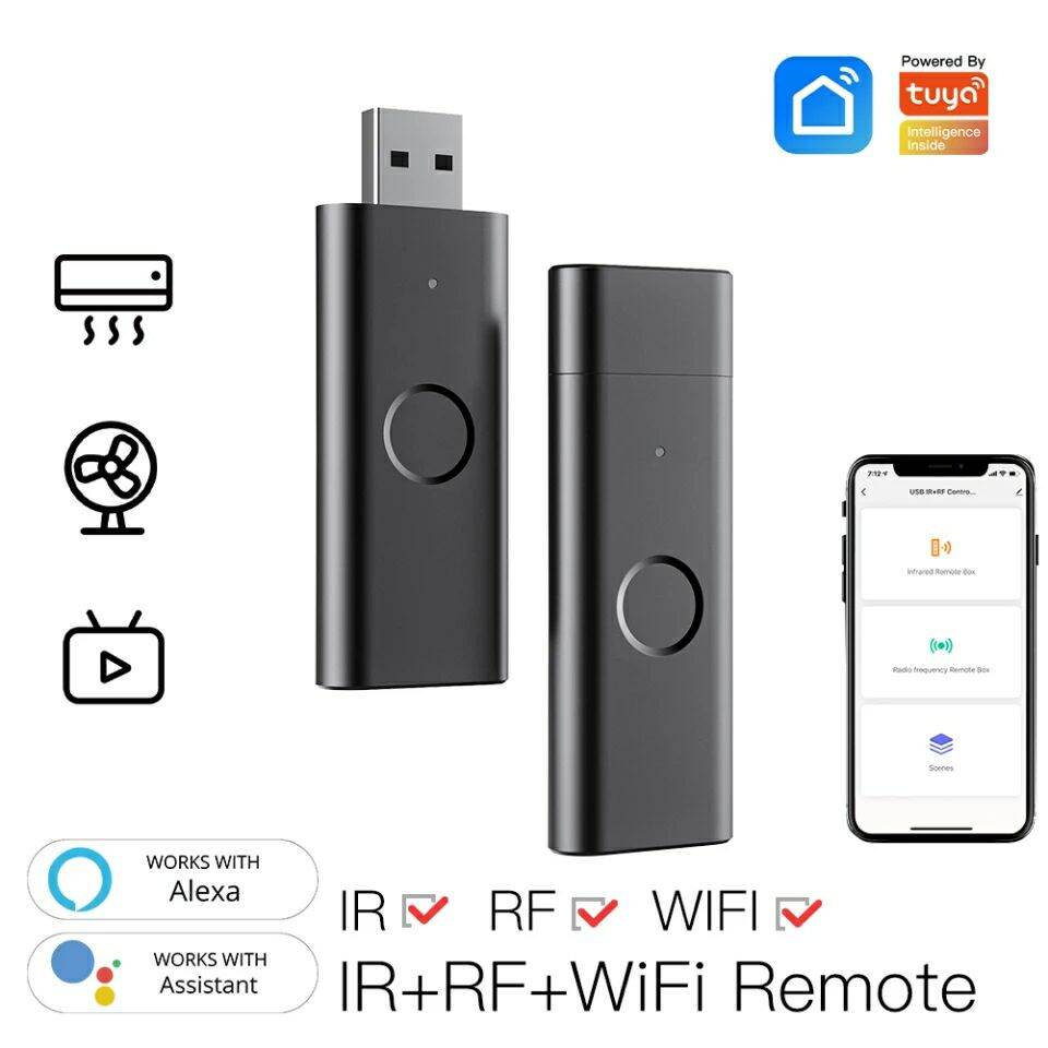 Bộ điều khiển cửa cuốn, tivi, điều hoà, quạt, rèm cửa bằng điện thoại. Tuya RF + IR Bridge