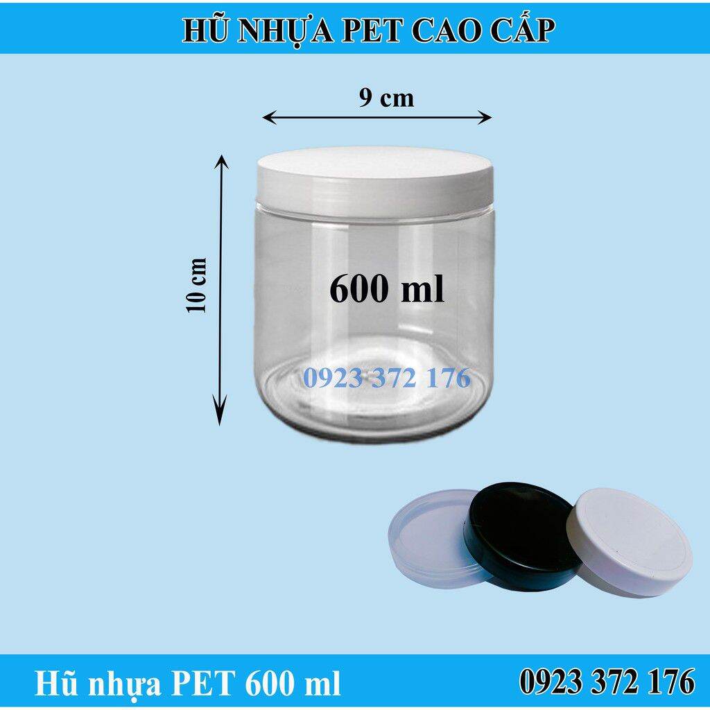 Combo 10 hũ nhựa Pet 600ml nắp nhựa cao cấp