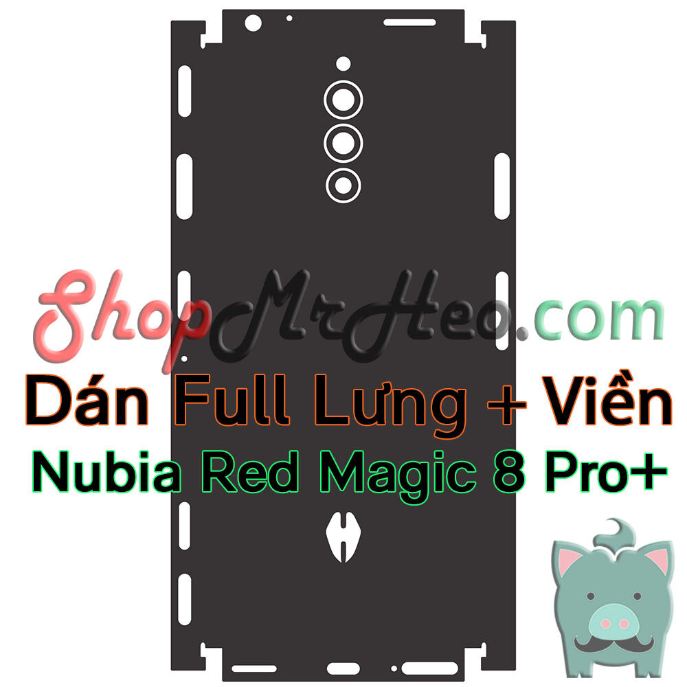 Dán Skin Mặt Sau Lưng Full Viền Nubia Red Magic 8 Pro+ (Carbon, Hình Hộp, Nhám, Vân Da, Nhôm Xước)