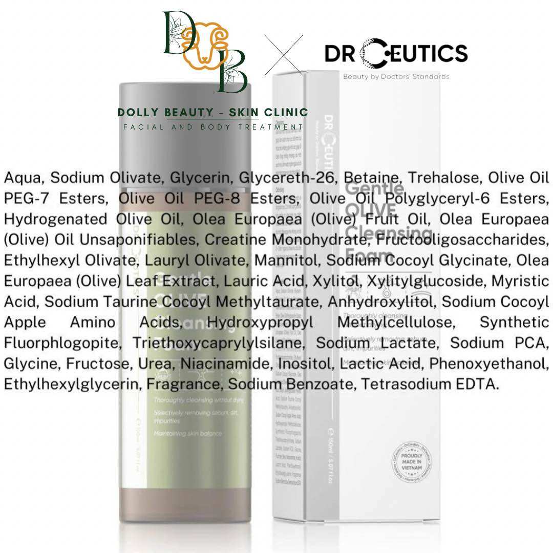 Sữa rửa mặt dịu nhẹ phù hợp với mọi loại da FACIAL OLIVE CLEANSING FOAM của DrCeutics - Gentle Olive Cleansing Foam - Dưỡng ẩm da - Chất lượng 100% - Cung cấp độ ẩm dịu nhẹ.