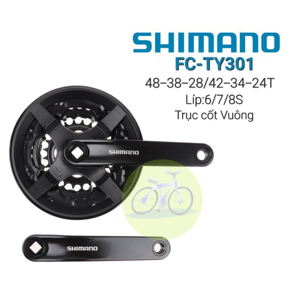 Đùi dĩa xe đạp thể thao nhôm shimano fc-ty301 trước 3 tầng 42/48t