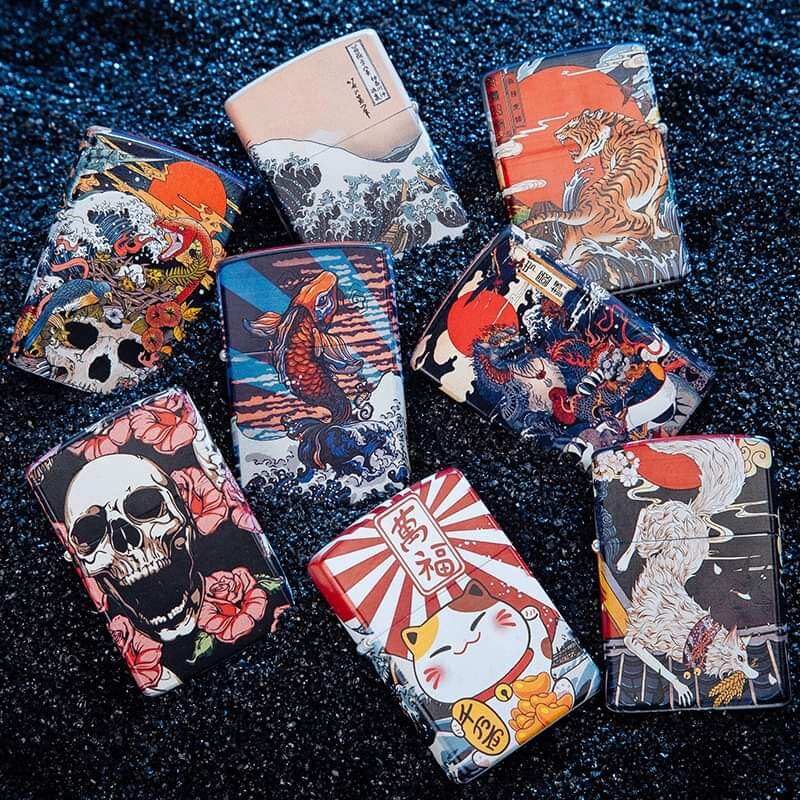 TẶNG vỉ đá bấc Bật lửa Zippo Zorro phong cách Nhật Bản full 6 mặt