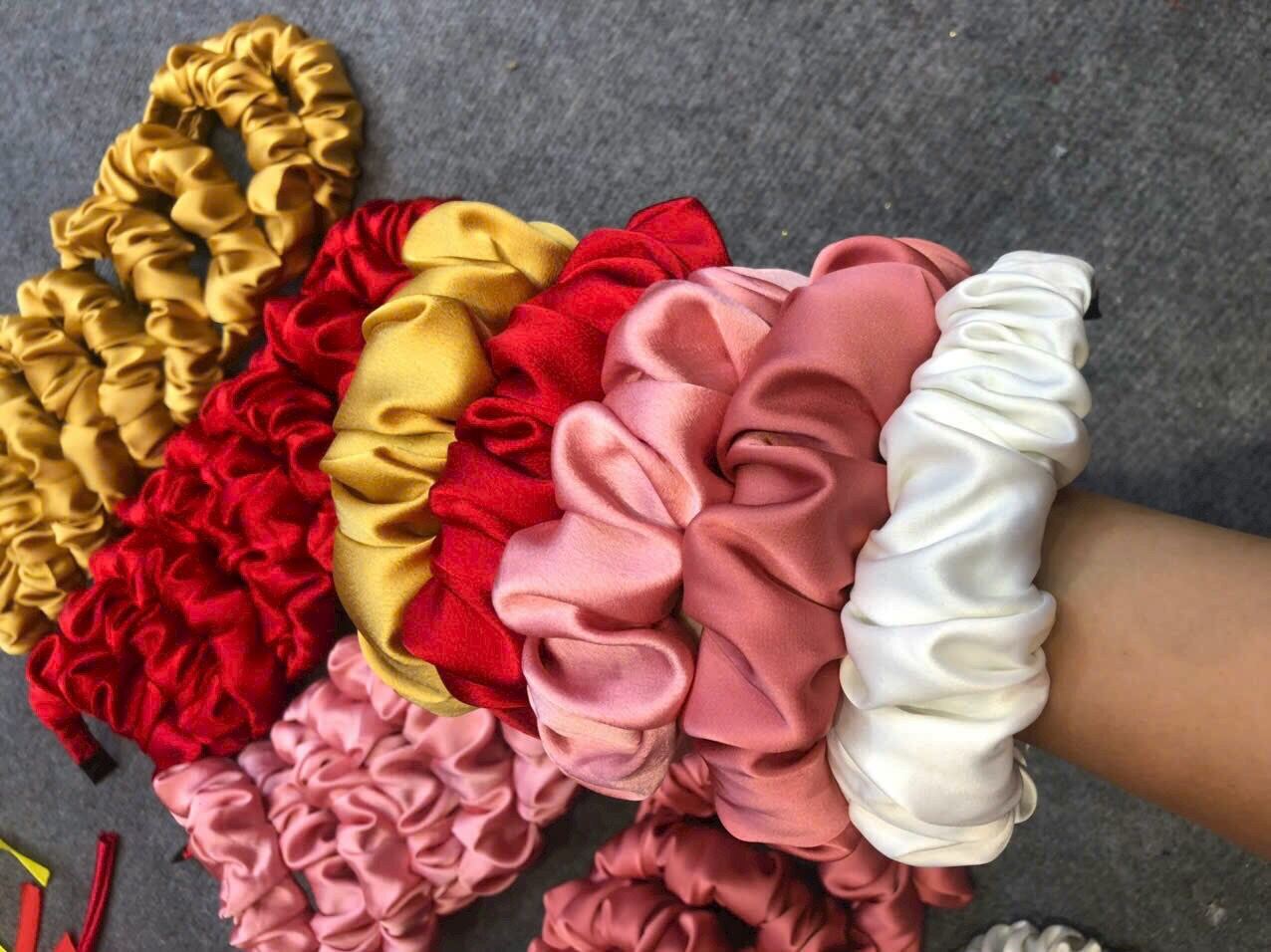 Băng đô cài tóc lụa satin bóng,bờm tóc phong cách Hàn Quốc cho Nữ, Bé Gái