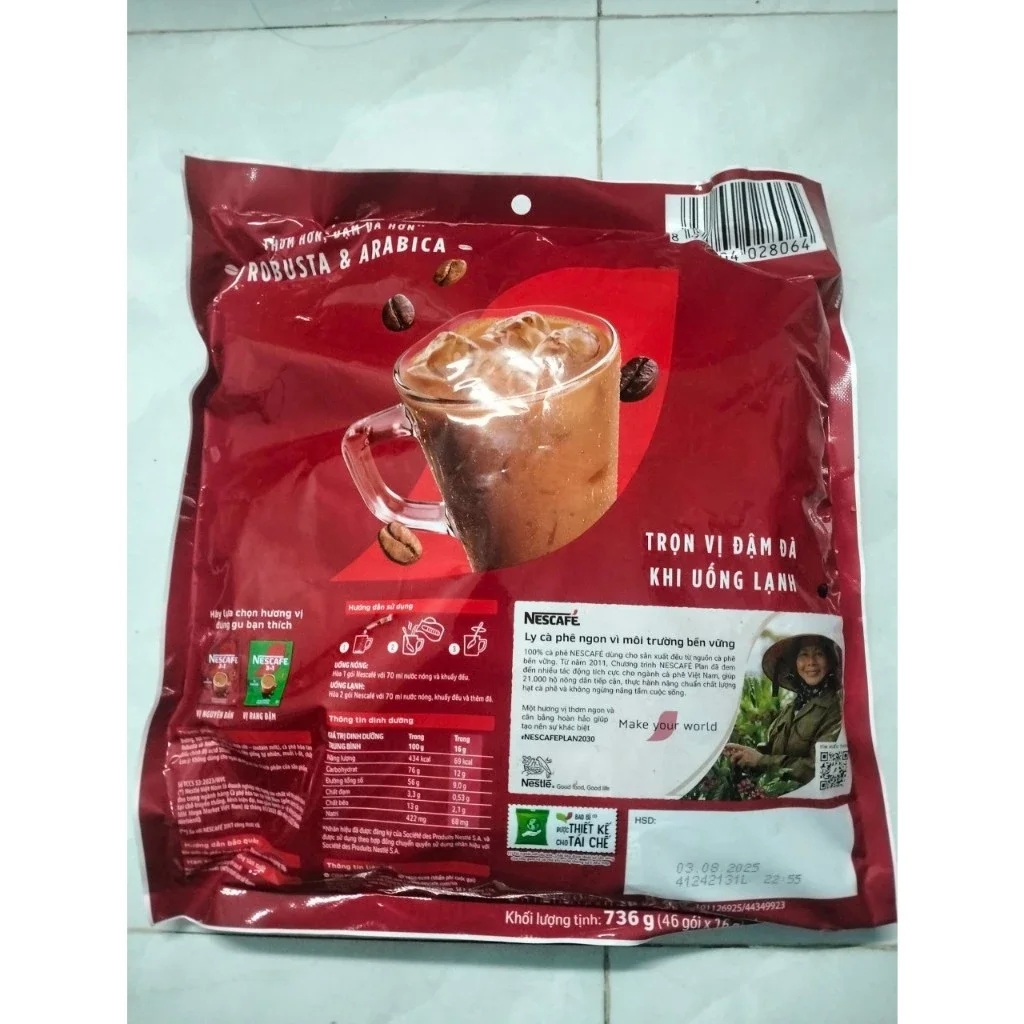 Cà phê hòa tan Nescafe bịch đỏ 46 gói x17g