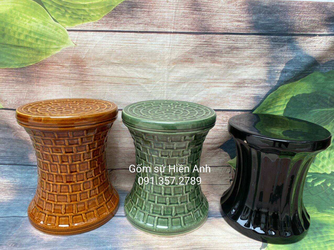 Đôn H28cm và H23cm mặt 21cm gốm sứ Hiền Anh Bát Tràng