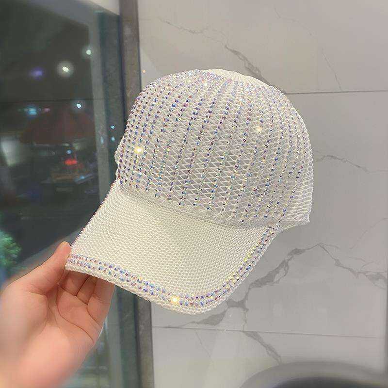 Mũ Nữ Mũ Lưỡi Trai Có Lỗ Dệt Kim Đính Đá Thủ Công Mùa Hè Mũ Bóng Chày Che Nắng Đính Đá Thời Trang Dễ Phối Sành Điệu Phong Cách Hàn Quốc