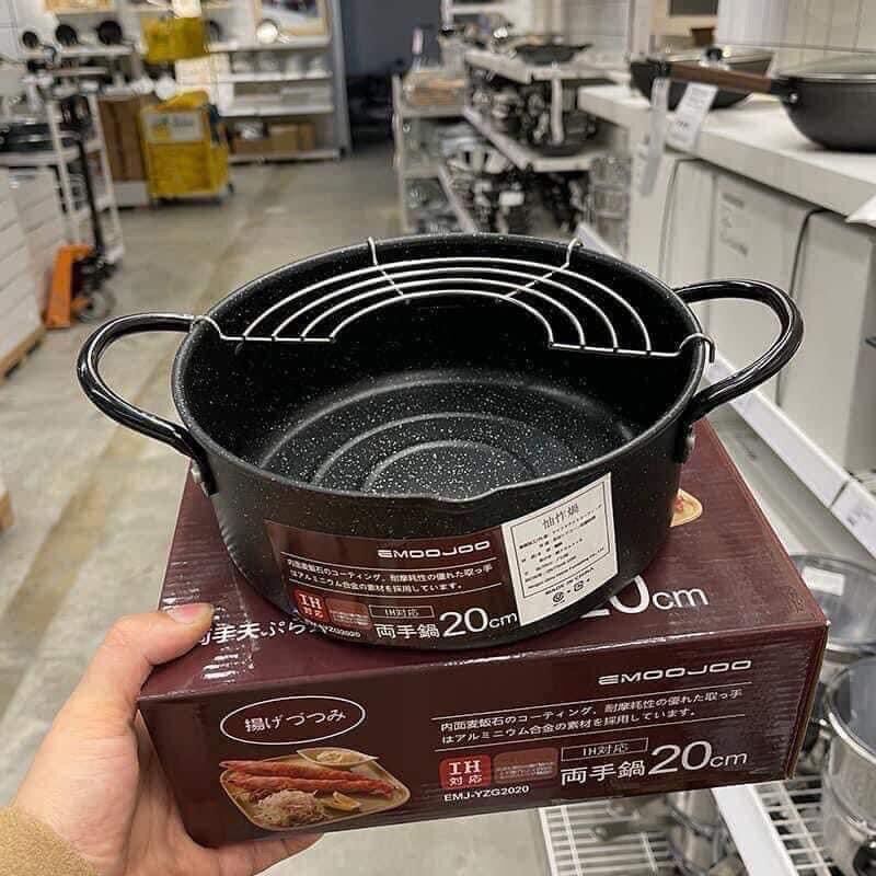 Nồi chiên chống dính size 20cm dày dặn hàng cao cấp tặng kèm khay để ráo mỡ