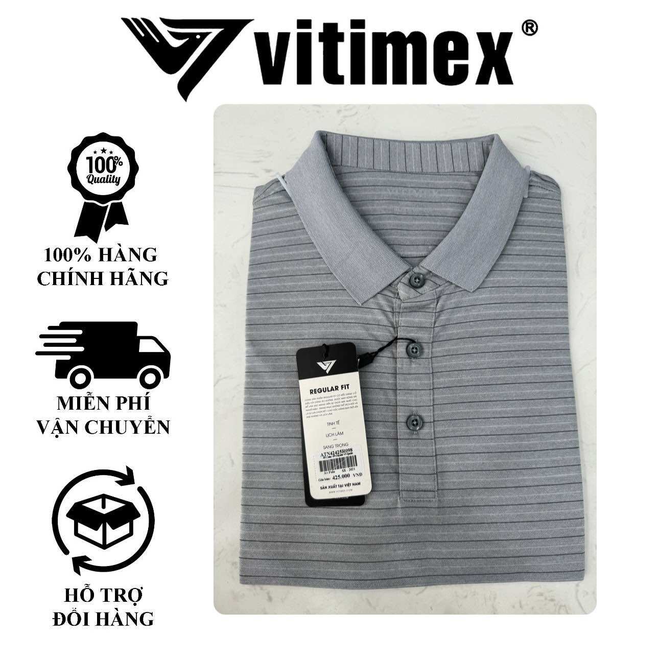 Áo Polo nam Vitimex form RegularFit còn size L (ATN42425R098)