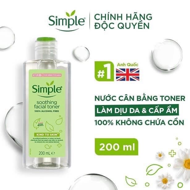 Nước hoa hồng simple cấp ẩm lành tính dành cho mọi loại da 200ml - tone simple