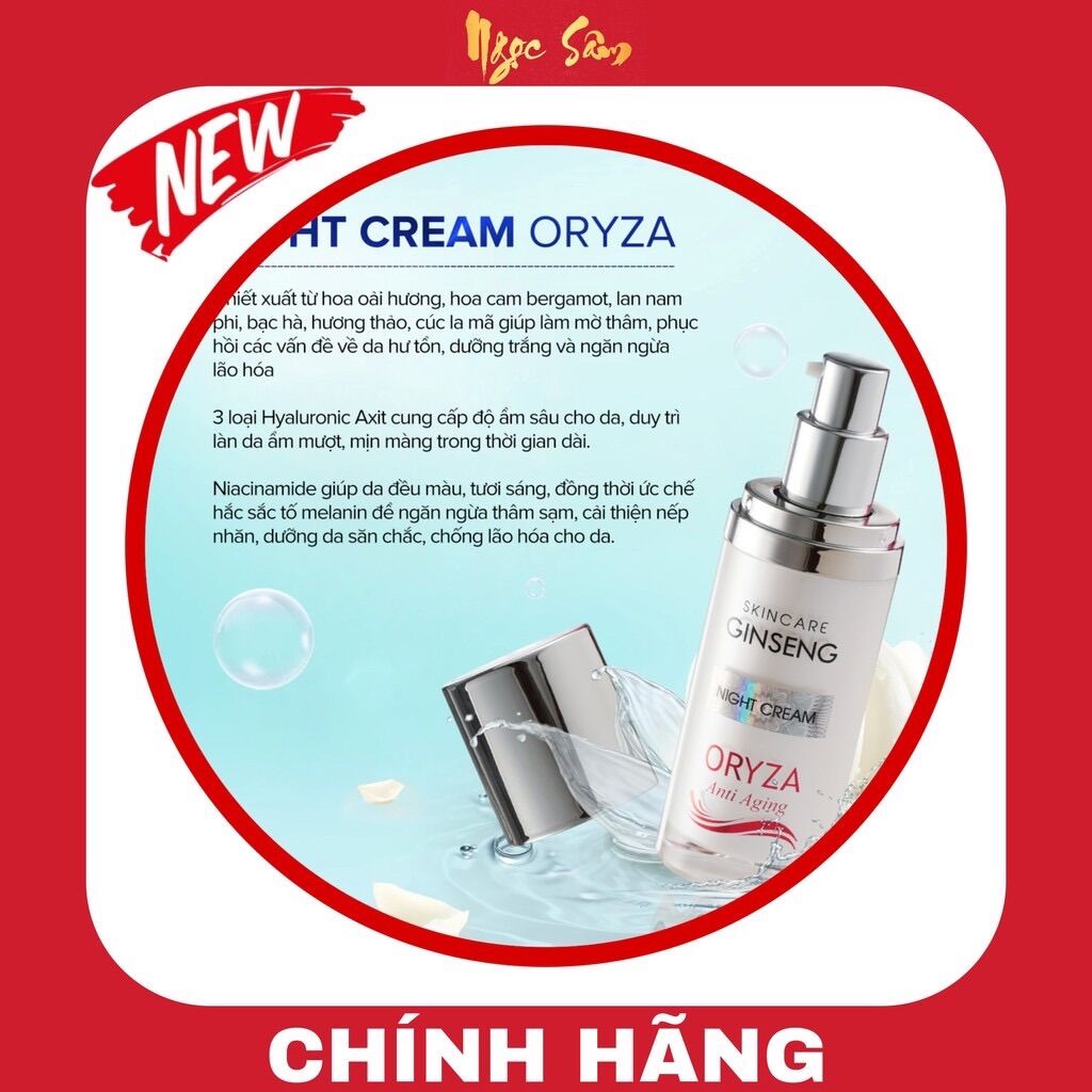 Kem đêm oryza ngọc sâm dưỡng trắng phục hồi da