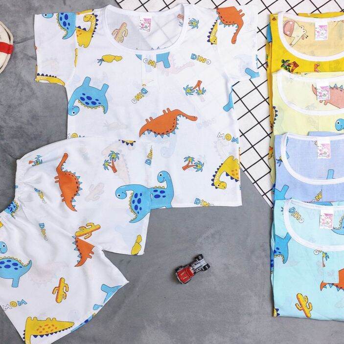 Combo 10 bộ bé trai ngắn tay chất vải tole lanh mềm mại