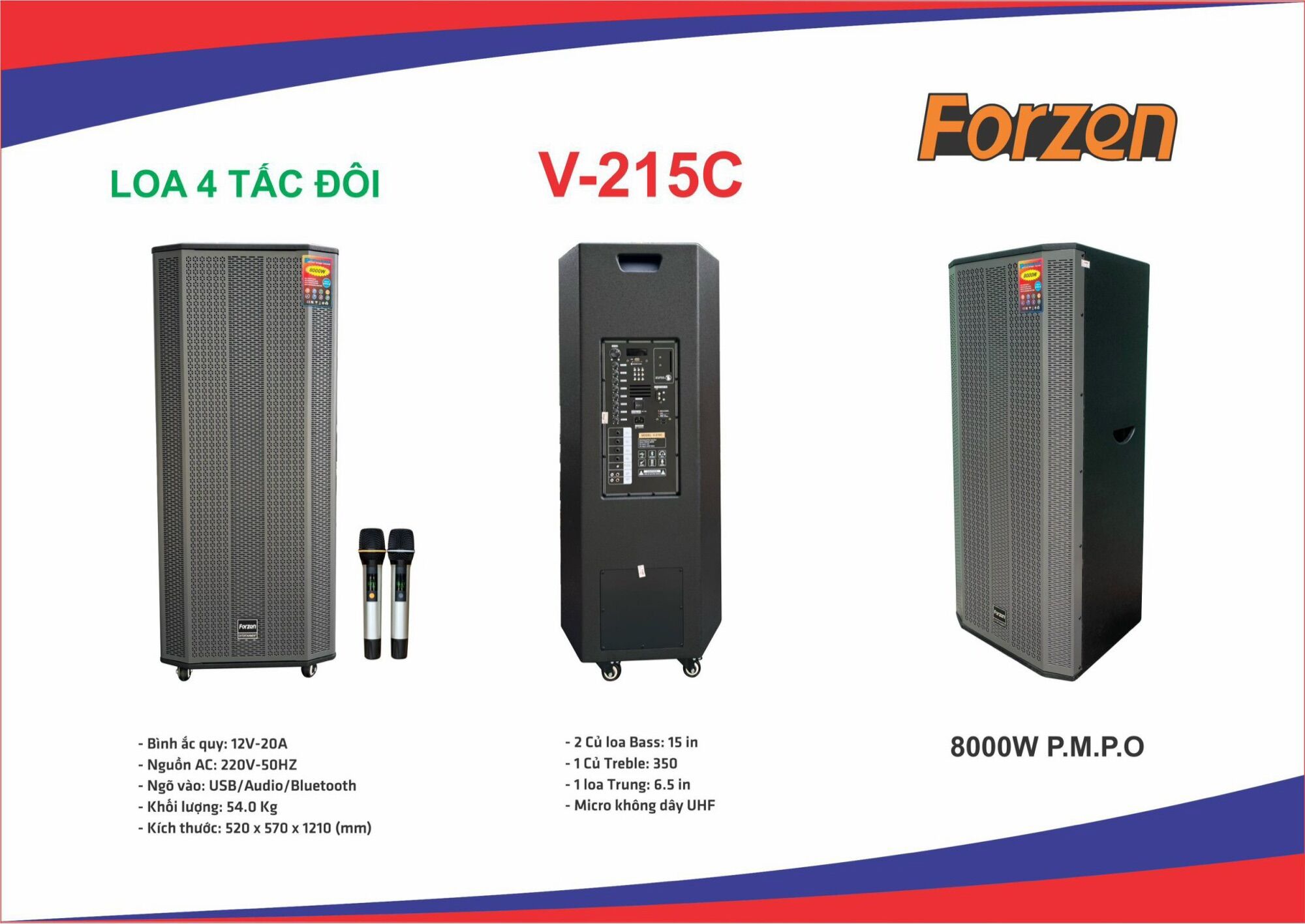 [HCM][Trả góp 0%]LOA KÉO DI ĐỘNG FORZEN V-215C (4 TẤC) - Model mới nhất karaoke cực đã