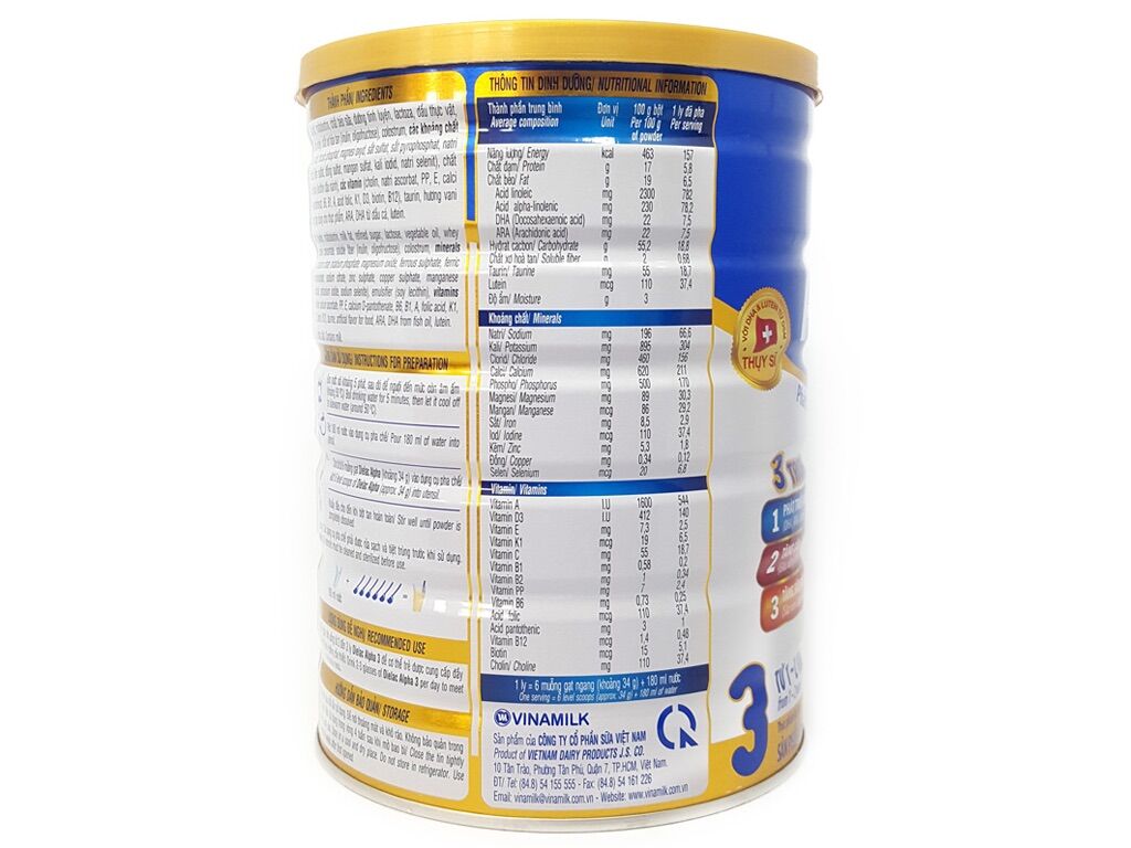 Sữa bột Dielac Alpha số 3 1500g (cho bé từ 1-2 tuổi)